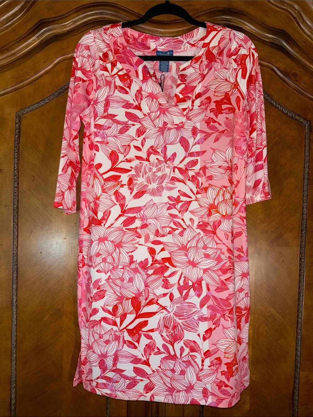 Caribbean Joe Pink and Red Floral Shift Dress M